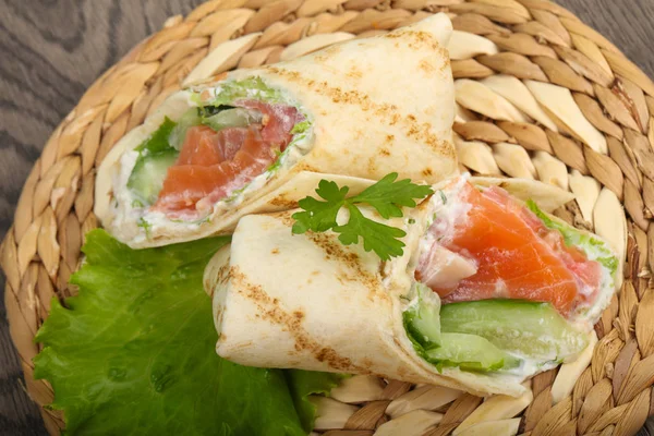 Salmon bread roll — Stock Photo, Image