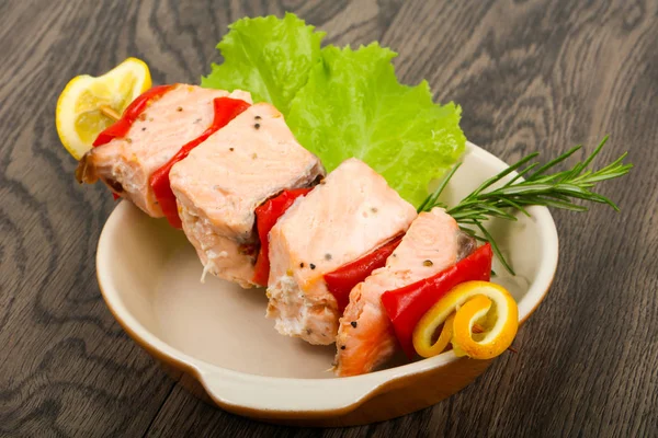 Espetos de salmão dietético — Fotografia de Stock