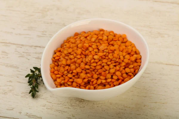 Orange lentil in the bowl — Stock Photo, Image