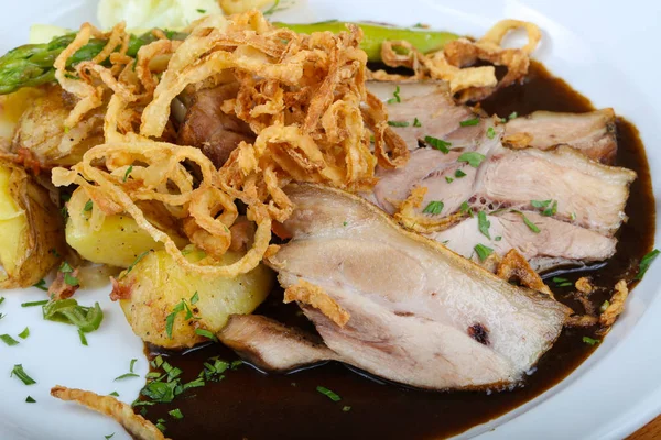 Czech cuisine - roasted pork — Stock Photo, Image
