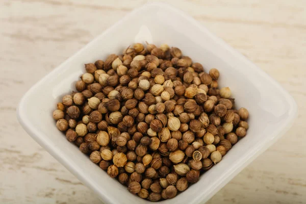 Coriander seeds in the bowl — Stock Photo, Image
