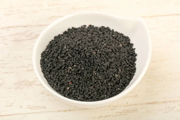 Black nigella  in the bowl — Stock Photo, Image