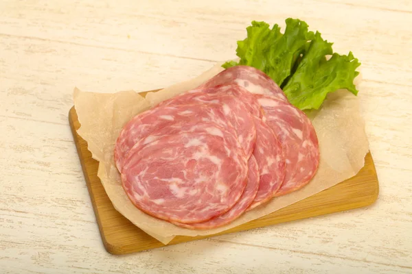 Salsiccia di carne affettata — Foto Stock