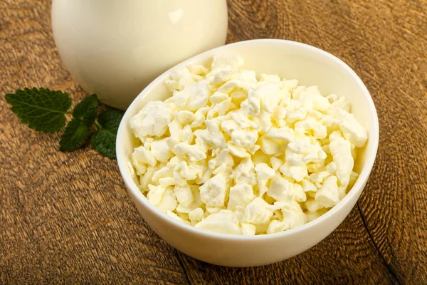 Queso de cabaña en el tazón — Foto de Stock