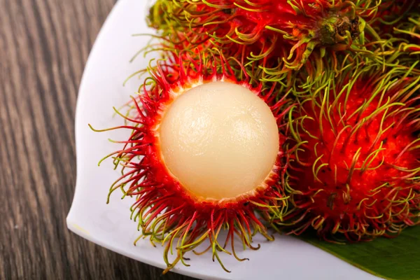 Fruta asiática Rambutan heap — Fotografia de Stock