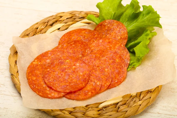 Salsicha em fatias de pepperoni — Fotografia de Stock