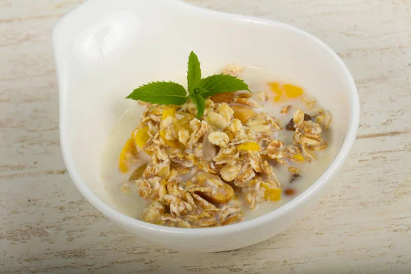 Dietary Muesli with banana — Stock Photo, Image