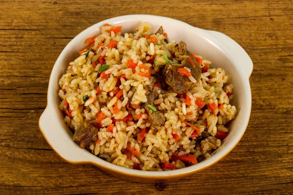 Pilaf with meat and carrot — Stock Photo, Image