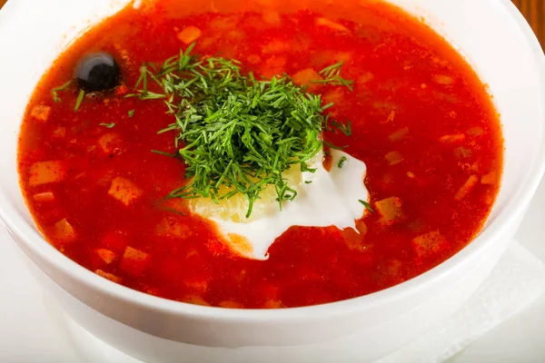 Sopa de Solyanka con crema — Foto de Stock