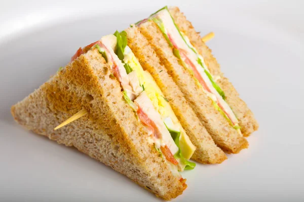 Club sandwich met vlees — Stockfoto