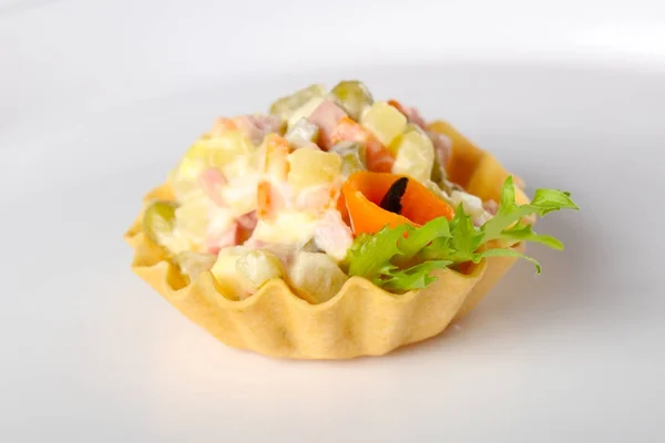Tartlet with Russian salad — Stock Photo, Image