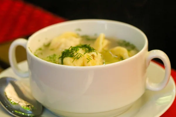 Dumpling soup in the bowl — Stock Photo, Image