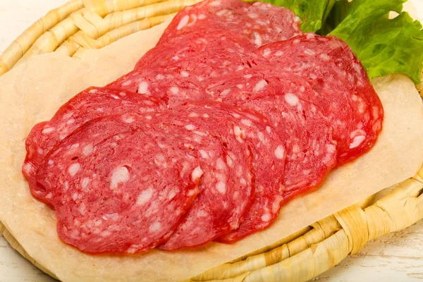 Hiszpania, kiełbasa Salchichon — Zdjęcie stockowe