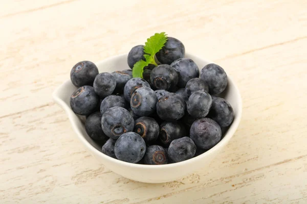 Blueberry heap in white bowl — Stock Photo, Image