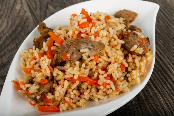 Plov con carne y zanahoria — Foto de Stock