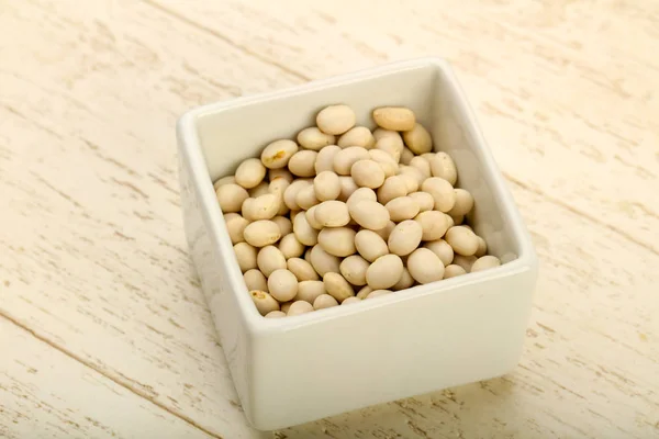 Raw White beans in bowl — Stock Photo, Image