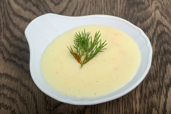 Cheese soup with spices in bowl — Stock Photo, Image