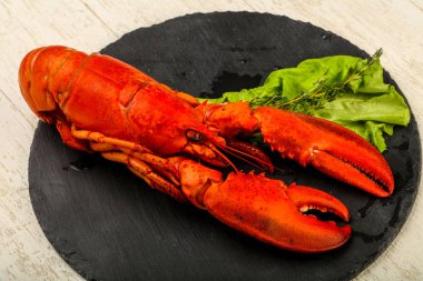 Haşlanmış ıstakoz doğrama tahtası üzerinde