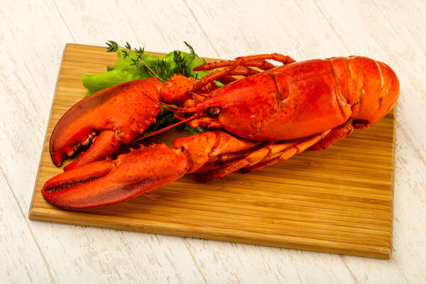 Boiled Lobster on chopping board