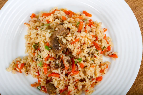 Arroz Asiático Plov Con Carne Zanahoria —  Fotos de Stock