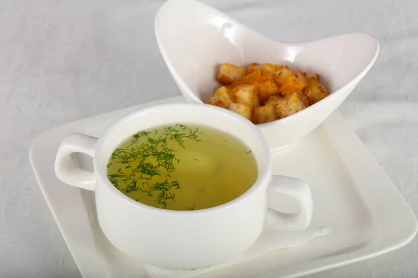 Sopa de frango com endro — Fotografia de Stock