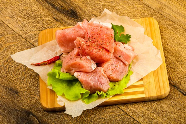 Carne Cerdo Cruda Para Hornear Sobre Fondo Madera —  Fotos de Stock