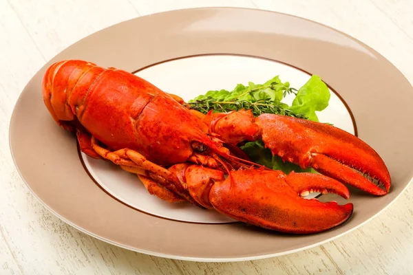 Delicous Cuisine Boiled Lobster Ready Eat Wooden Background — Stock Photo, Image