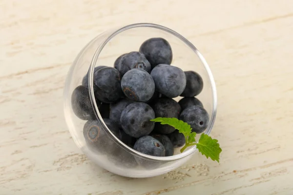 Blueberries Bowl Wooden Background — Stock Photo, Image