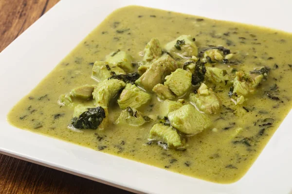 Curry Verde Con Pollo Berenjena Cocina Asiática —  Fotos de Stock