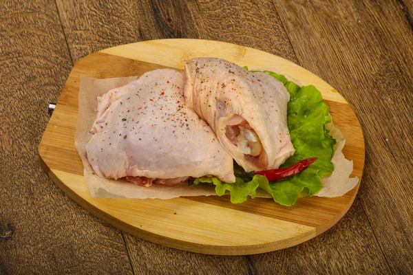 Raw Chicken Thighs Spices Ready Cooking — Stock Photo, Image