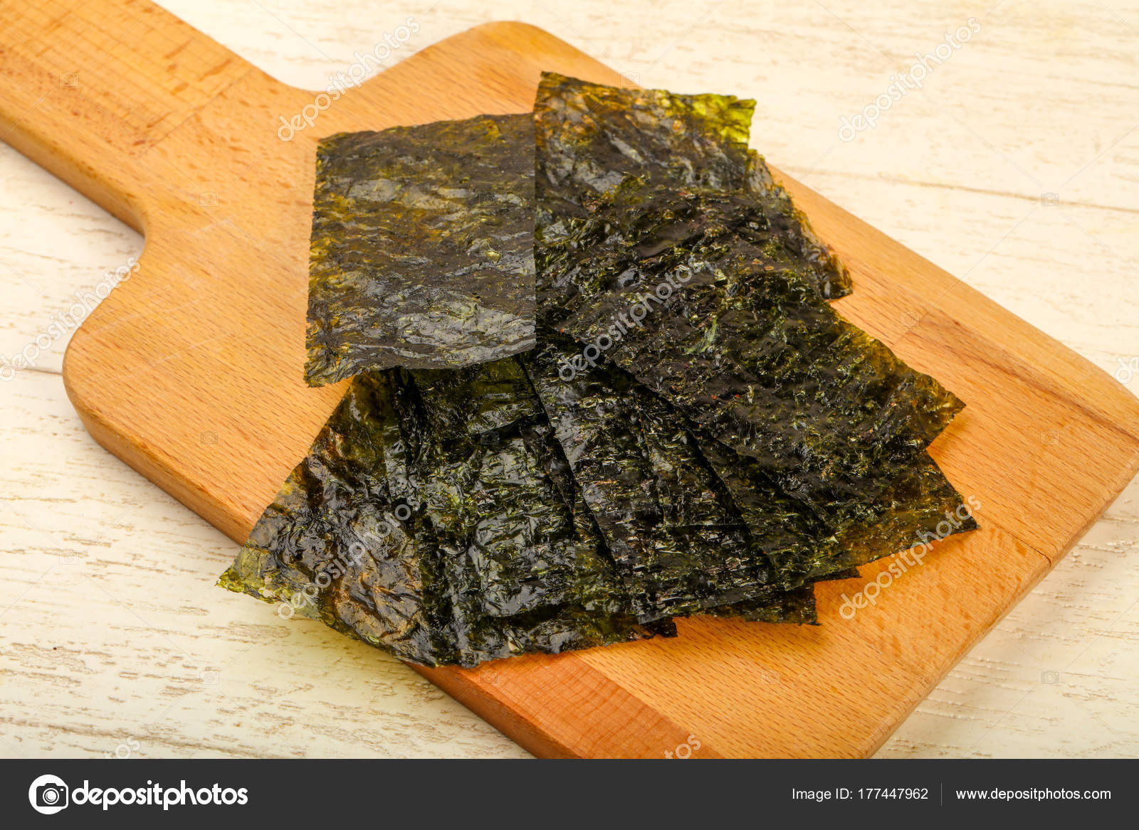 Crispy Nori Sheets Chips Wooden Background Stock Photo by ©AndreySt