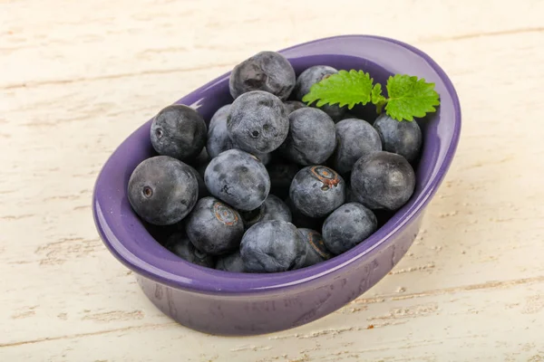 Blueberries Bowl Wooden Background — Stock Photo, Image
