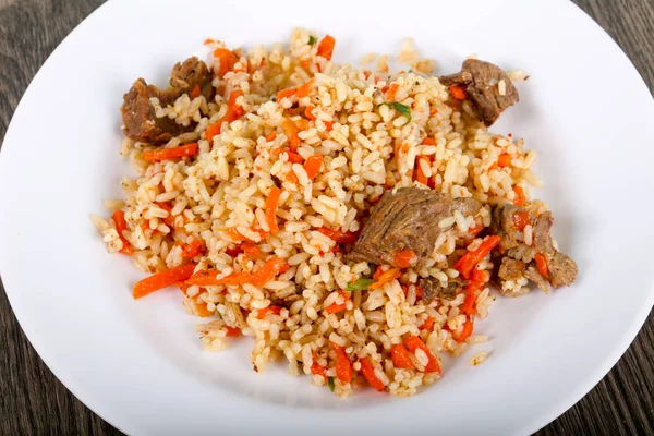 Asian Rice Plov Meat Carrot — Stock Photo, Image