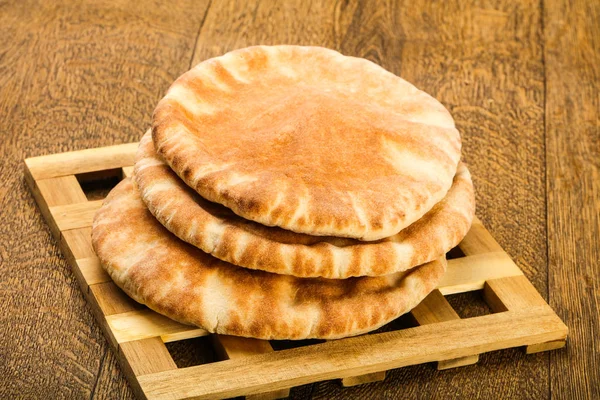 Pita Bread Heap Wooden Background — Stock Photo, Image