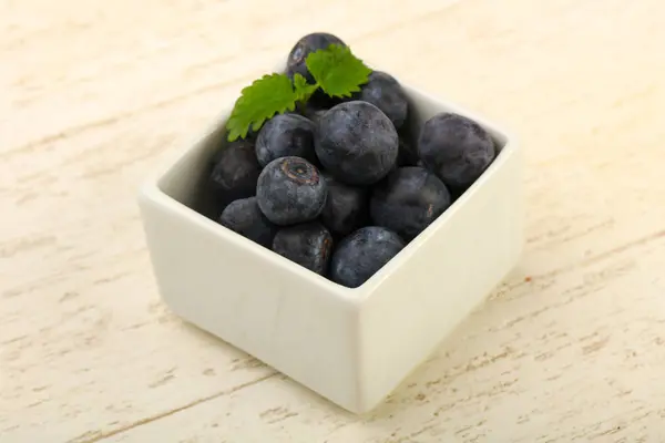 Blueberries Bowl Wooden Background — Stock Photo, Image