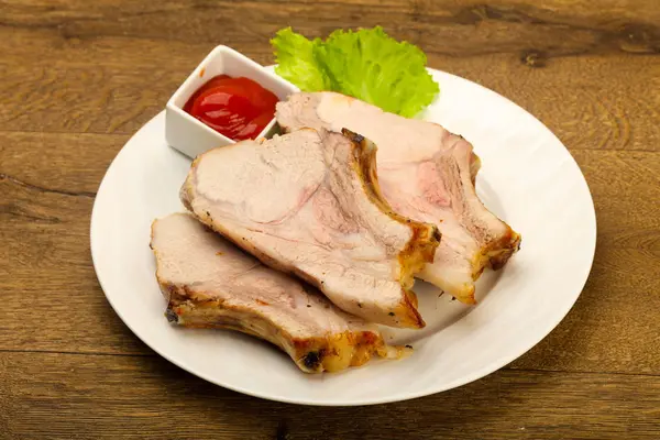 Porc Rôti Avec Sauce Épices — Photo