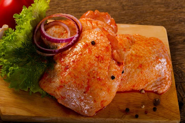Raw Marinated Chicken Thighs Grill Bbq — Stock Photo, Image