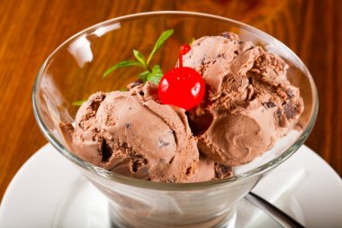 Çikolatalı dondurma nane ve kiraz