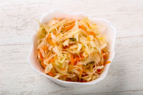 Raw Pickled Cabbage Wood Background — Stock Photo, Image