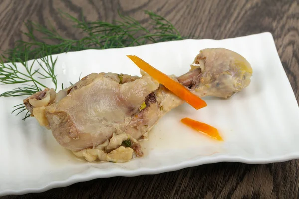 Boiled Chicken Leg Served Dill — Stock Photo, Image