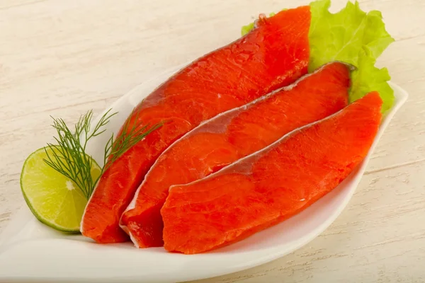 Salted salmon with lime and dill — Stock Image Salted Salmon Lime Dill Royalty Free Stock Images