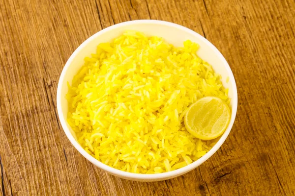 Indian Traditional Cuisine Yellow Rice Lime — Stock Photo, Image