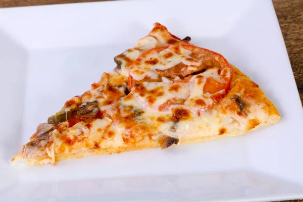 Pizza Com Carne Queijo — Fotografia de Stock