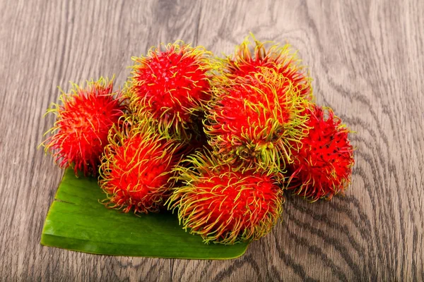 Fresh Ripe Sweet Rambutan Heap Asian Fruit — Stock Photo, Image