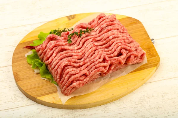 Raw Minced Beef Meat Thyme Hot Pepper — Stock Photo, Image