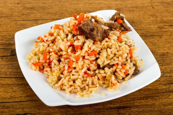 Arroz Asiático Plov Con Carne Zanahoria — Foto de Stock