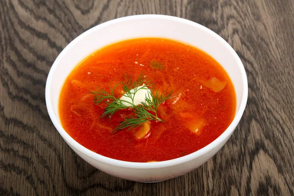Russian Borcsh Soup Wooden Background — Stock Photo, Image