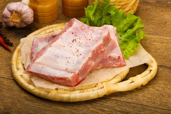 Côtes Porc Crues Prêtes Pour Cuisson Avec Des Épices — Photo