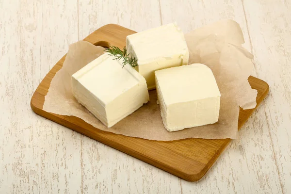 Feta Sajt Kapros Mint Fából Készült Háttér — Stock Fotó