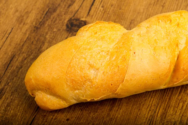 Baguette Bröd Över Trä Bakgrund — Stockfoto